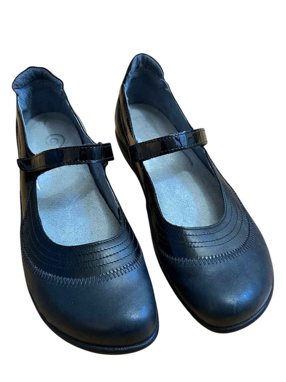 NAOT Kirei Black Leather Mary Jane Velcro Strap Shoes size 41